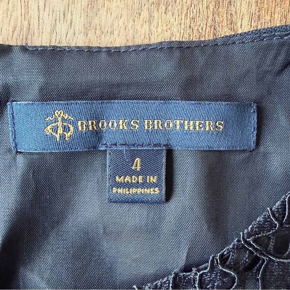 Brooks Brothers Navy Wool Blend Sheath Dress Lace Yoke Professional 4 - Picture 9 of 12